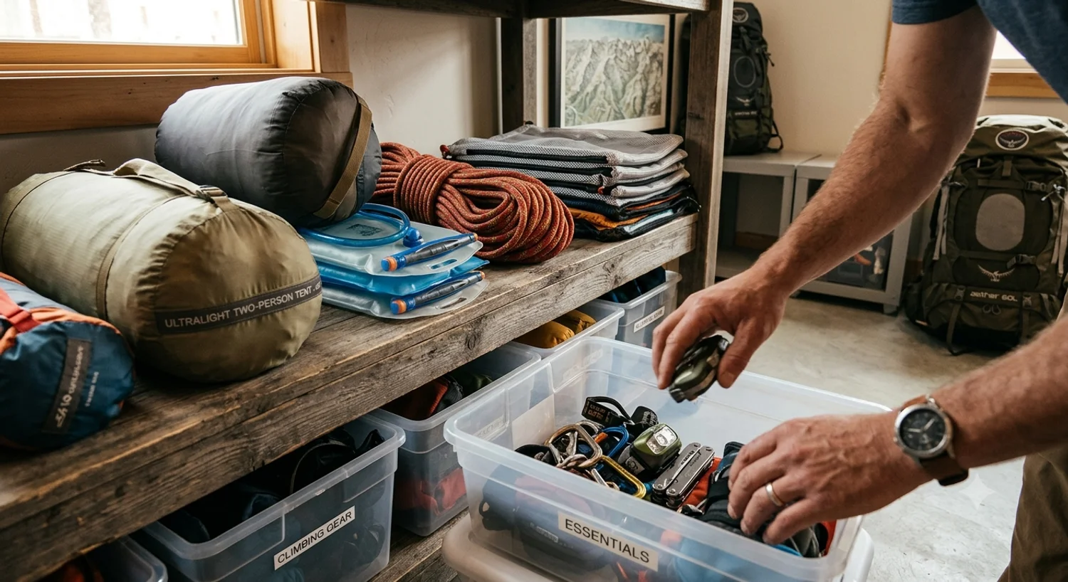  Passo um para organizar seus equipamentos de trilha: separe por categorias!